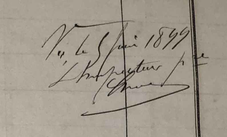 Signature de Inspecteur du 5 février 1899