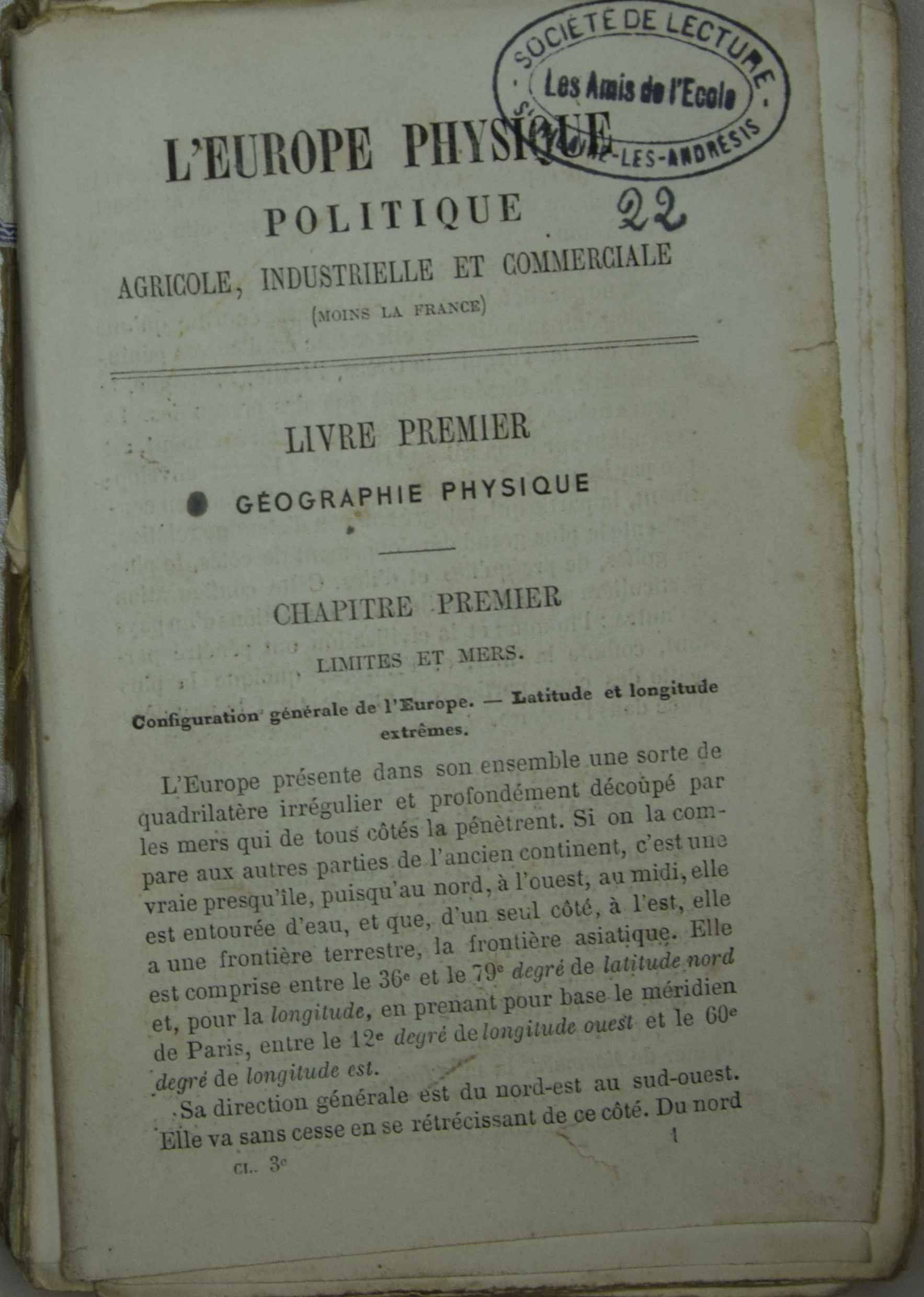 Page 1 avec le tampon des Amies de l'école