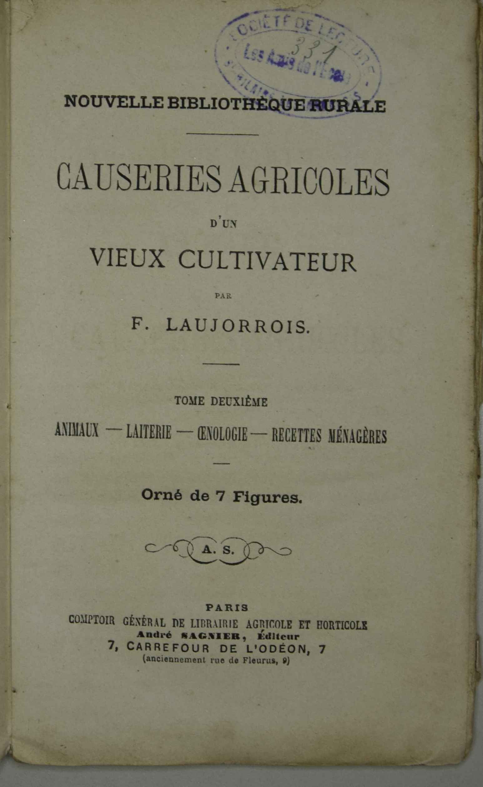 Page de titre avec le tampon des Amis de l'école